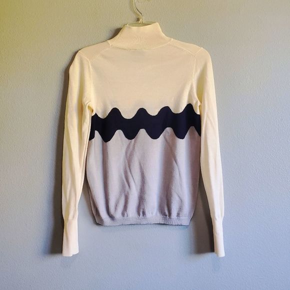 Uniqlo x marimekko wave abstract graphic wool long sleeves high neck Sweater - Picture 2 of 8